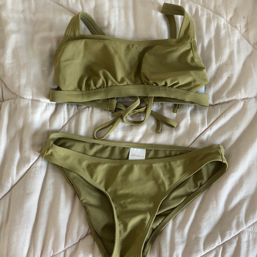 sparkly green bathing suit set from target
